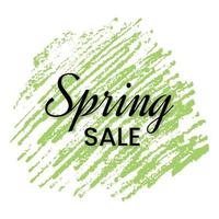 Frühling Verkauf Banner auf Grün kritzeln Abstrich. Hand gezeichnet Bleistift kritzeln. Vektor Illustration.