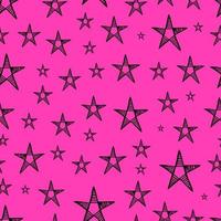 nahtloser hintergrund von gekritzelsternen. schwarze handgezeichnete sterne auf rosa hintergrund. Vektor-Illustration vektor