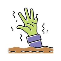 Hand Monster- Zombie Farbe Symbol Vektor Illustration
