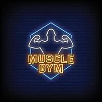 Muskel Gym Design Neon Zeichen Stil Text Vektor