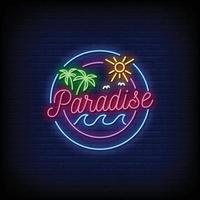 Paradies Logo Leuchtreklamen Stil Text Vektor
