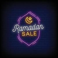 ramadan försäljning design neonskyltar stil text vektor