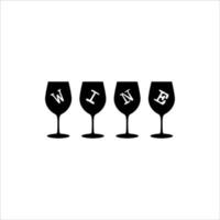 vin glas silhuett illustration logotyp ikon design vektor