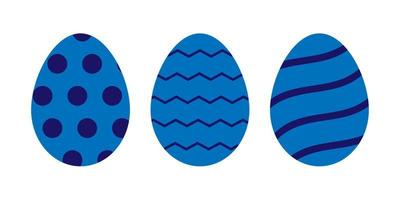 einstellen von Blau Ostern Eier mit Muster. Design Elemente zum Urlaub Karten. Ostern Sammlung mit anders Textur. vektor