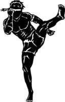 muay thailändisch Boxen Kämpfer Symbol Logo Silhouette vektor
