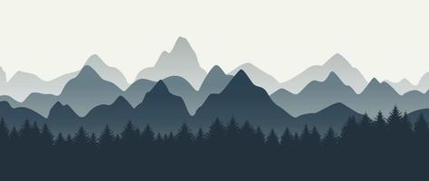 berg landskap med träd. utomhus- och vandring begrepp. sömlös bergen bakgrund. vektor illustration.