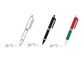 elegant Stift und Unterschrift Symbol Vektor Illustration Satz, glatt Schreiben Instrumente zum Geschäft und persönlich verwenden