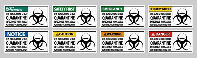 Quarantäne infektiöses Virus Bereich Zeichen Isolat auf weißem Hintergrund, Vektor-Illustration eps.10 vektor