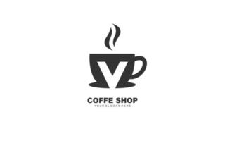 v coffe logotyp design inspiration. vektor brev mall design för varumärke.