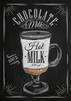 Poster Kaffee Schokolade Milch im Jahrgang Stil Zeichnung mit Kreide auf das Tafel vektor