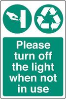 Recycling Abfall Verwaltung Müll Behälter Etikette Aufkleber speichern Energie Zeichen Bitte Wende aus das Licht wann nicht im verwenden vektor