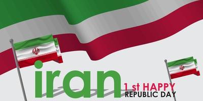 ich rannte National Tag Banner mit es ist Name im persisch Kalligraphie. iranisch Flagge Farben Thema Weiß Hintergrund mit geometrisch abstrakt vektor