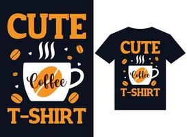 söt kaffe t-shirt illustrationer för tryckfärdig t-tröjor design vektor