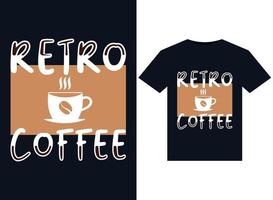 retro Kaffee Abbildungen zum druckfertig T-Shirts Design vektor