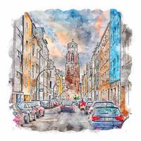 koln deutschland aquarellskizze handgezeichnete illustration vektor