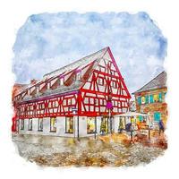 schwabach Tyskland vattenfärg skiss hand dragen illustration vektor