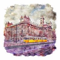 budapest ungarn aquarell skizze handgezeichnete illustration vektor