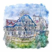 württemberg deutschland aquarell skizze handgezeichnete illustration vektor