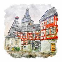 bad camberg deutschland aquarell skizze handgezeichnete illustration vektor