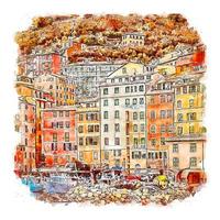 Camogli Italien Aquarell skizzieren Hand gezeichnet Illustration vektor