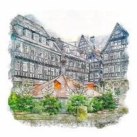 schorndorf Tyskland vattenfärg skiss hand dragen illustration vektor