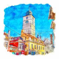 sibiu Rumänien Aquarell skizzieren Hand gezeichnet Illustration vektor