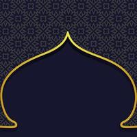 mörkblå ramadan geometriskt motiv i arabesk dörrform bakgrund med gyllene färgram vektor