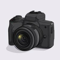hand dragen modern svart Foto kamera isolerat. digital kamera, fotografi Utrustning vektor