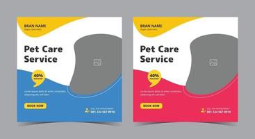 Pet Care Service Poster, Pet Care Social Media Post und Flyer vektor