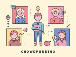 crowdfunding konceptbanner med barn vektor