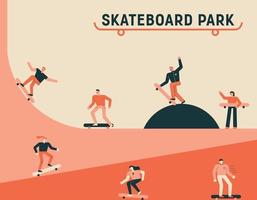 ungdomar i en skatepark vektor