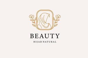 Frauen Hijab , islamisch natürlich Schönheit Vektor Logo Vorlage