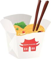 Cartoon chinesische Takeout-Box mit Nudeln vektor