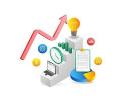 eben 3d Illustration Konzept isometrisch Investition Geschäft Infografik Diagramm vektor