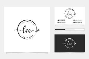 första lm feminin logotyp samlingar och företag kort templat premie vektor