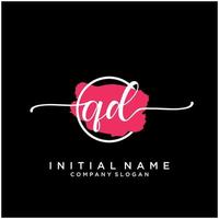 Initiale qd feminin Logo Sammlungen Vorlage. Handschrift Logo von Initiale Unterschrift, Hochzeit, Mode, Schmuck, Boutique, Blumen- und botanisch mit kreativ Vorlage zum irgendein Unternehmen oder Geschäft. vektor