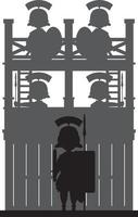 römisch Soldaten beim Turm Garnison Silhouette - - Geschichte Illustration vektor