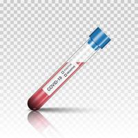 Coronavirus-Covid-19-infizierte Blutprobe im Reagenzglas, Vektorillustration vektor