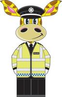 Karikatur klassisch britisch Giraffe Polizist Charakter im hoch Sichtweite Jacke vektor