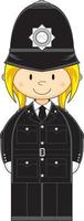tecknad serie klassisk brittiskt poliskvinna karaktär vektor