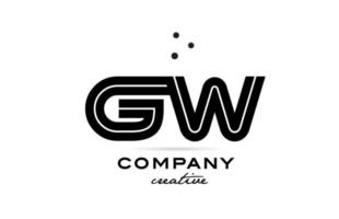 gw schwarz und Weiß Kombination Alphabet Fett gedruckt Brief Logo mit Punkte. trat bei Vorlage Design zum Geschäft und Unternehmen vektor
