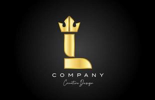 Gold golden l Alphabet Brief Logo Symbol Design. kreativ Krone König Vorlage zum Unternehmen und Geschäft vektor