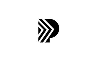svart vit geometrisk p alfabet brev logotyp ikon design. kreativ mall för företag och företag vektor