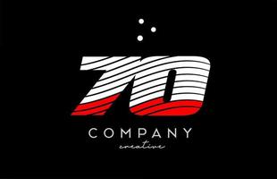 70 Nummer Logo mit rot Weiß Linien und Punkte. korporativ kreativ Vorlage Design zum Geschäft und Unternehmen vektor