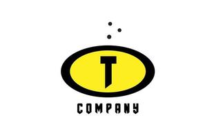 ellips t alfabet djärv brev logotyp med prickar. kreativ mall design för företag och företag i gul och svart vektor