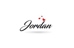 Jordan Name Land Wort mit drei rot Liebe Herz. kreativ Typografie Logo Symbol Design vektor