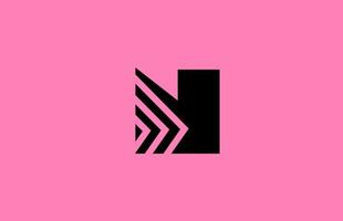 rosa svart n alfabet brev logotyp ikon design med geometrisk rader. kreativ mall för företag och företag vektor