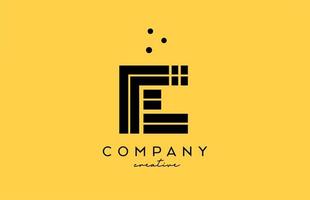 e gul svart alfabet brev logotyp med rader och prickar. företags- kreativ mall design för företag och företag vektor