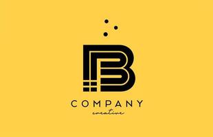 b gul svart alfabet brev logotyp med rader och prickar. företags- kreativ mall design för företag och företag vektor