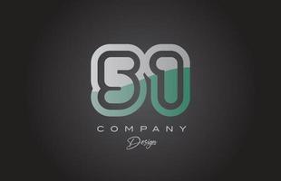 51 grön grå siffra logotyp ikon design. kreativ mall för företag och företag vektor